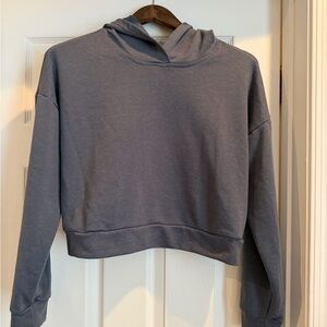 Cropped Hooded Sweatshirt in Slate Gray